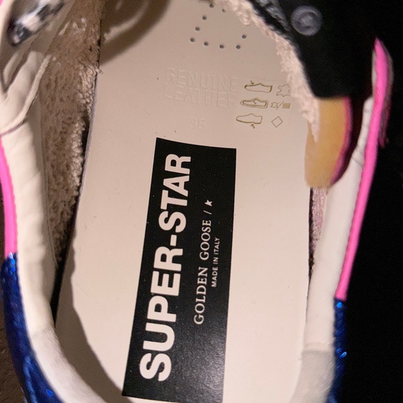 (Used) Golden Goose Superstar Shoes in Fuchsia, Black, White, & Electric Blue - Picture 5 of 8